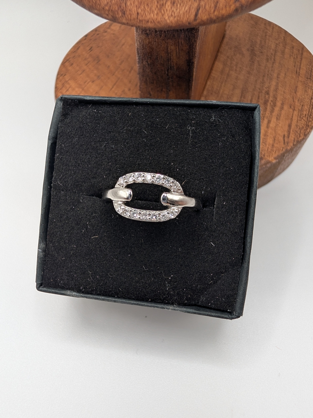 RAAD Jewelers Sterling Silver Lab Grown Diamond Link Ring Size 6.5 NWT
